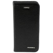 Чехол Книжка для iPhone 5/5S NUOKU LUXE (Черный) (Преcсованая кожа)