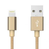 Кабель Nylong Lightning (USB 1.2 m) (Тканина) (золотий)
