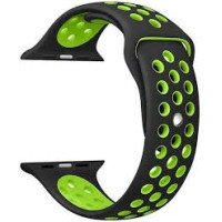 Ремінець-браслет для Apple Watch 38mm Silicone Nike Sport Band (Black-Green)