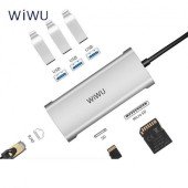 Перехідник WiWU Apollo HUB Type-C 6-in-1 A631 (Silver)