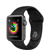Apple Watch Series 3 GPS 38mm Space Gray Aluminum Case with Black Sport Band (MQKV2)