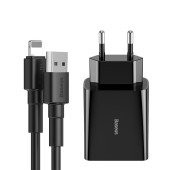 Сетевое зарядное устройство Baseus Speed Mini Dual U Travel Charger 10.5W Charging Sets Cable USB (Black)