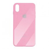 Чехол накладка iPhone Xs Max Glass Plastic Case Logo (pink)