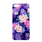 Чехол Накладка для iPhone 5/5S LAVAS SWAROVSKI Flowers W(Голубой) (пластик)