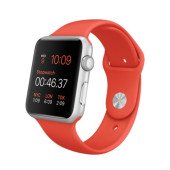 Apple Watch Sport 42mm Silver Aluminum Case with Orange Sport Band (MLC42)