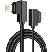Кабель ROCK Dual-end L-shape Lightning 30cm (black)
