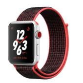 Apple Watch Nike+ Series 3 GPS + Cellular 42mm Silver Aluminum w. Bright Crimson/BlackSport L. (MQMG2)