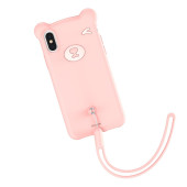 Чехол накладка iPhone Xs Max Baseus Bear Case (pink)