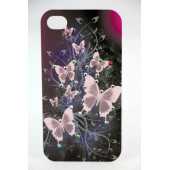 Чохол Накладка для iPhone 4/4S LAVAS SWAROVSKI Butterfly (Чорний) (Пластик)