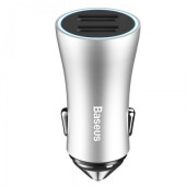 Автомобільний зарядний пристрій Baseus Golden Contactor Dual U Intelligent 2.4 A (Silver)