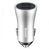 Автомобільний зарядний пристрій Baseus Golden Contactor Dual U Intelligent 2.4 A (Silver)