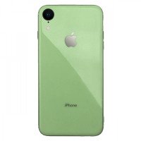 Чохол накладка iPhone Xr Glass Silicone Case Logo (mint gum)