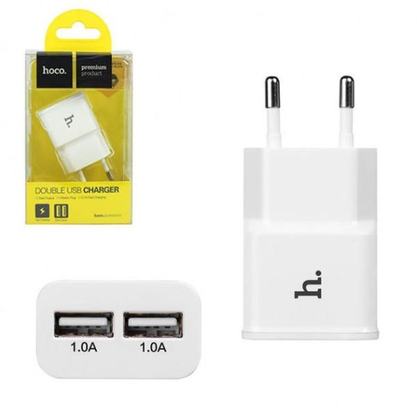 Сетевое зарядное устройство Hoco 2USB UH202 Smart (white) - фото Сетевое зарядное устройство Hoco 2USB UH202 Smart (white)