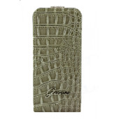 Чехол Флип для iPhone 5/5S GUESS Crocodile Glare (бежевый) (кожа)