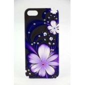 Чехол Накладка для iPhone  5/5S LAVAS SWAROVSKI Fower (Фиолетовый) (Пластик)