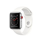 Apple Watch 42mm Series 3 Cellular Stainless Steel w. Soft White Sport b. (MQLY2)