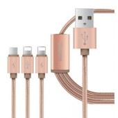 Кабель USB 3-in-1 BASEUS Portman Series Lightning 2 + Micro 1(1.2 m) (Рожеве золото)