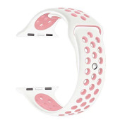 Ремешок-браслет для Apple Watch 42mm Silicone Nike Sport Band (white-pink)