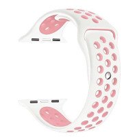 Ремінець-браслет для Apple Watch 42mm Silicone Nike Sport Band (white-pink)