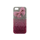 Чехол Накладка для iPhone 5/5S CRYSTALS BOW (розовый) (пластик)