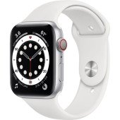 Apple Watch Series 6 GPS + Cellular 44mm Silver Aluminum Case w. White Sport B. (M07F3)