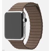 Apple Watch 42mm Stainless Steel Case with Light Brown Leather Loop (MJ422)