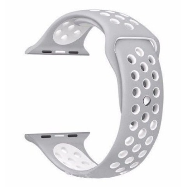 Ремешок-браслет для Apple Watch 38mm Silicone Nike Sport Band (Grey-White) - фото Ремешок-браслет для Apple Watch 38mm Silicone Nike Sport Band (Grey-White)