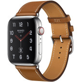 Apple Watch Hermes Series 4 GPS + Cellular 44mm Stainless Steel Case with Fauve Barenia Leather Single Tour Deployment Buckle (MU742)