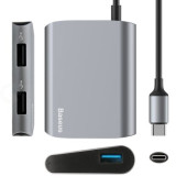Перехідник Baseus Enjoyment series Type-C to 2 x USB 2.0+USB 3,0 HUB Adapter (gray) AOG
