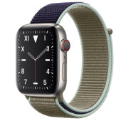 Apple Watch Series 5 LTE 44mm Titanium Case with Khaki Sport Loop (MX5G2)