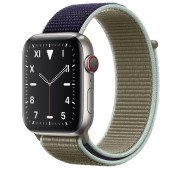 Apple Watch Series 5 LTE 44mm Titanium Case with Khaki Sport Loop (MX5G2)