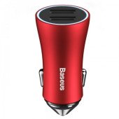 Автомобільний зарядний пристрій Baseus Golden Contactor Dual U Intelligent 2.4 A (Red)