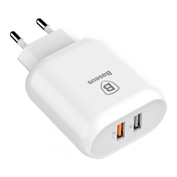 Сетевое зарядное устройство Baseus Bojure Series Dual-USB Quick Charger 18W - фото Сетевое зарядное устройство Baseus Bojure Series Dual-USB Quick Charger 18W
