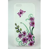 Чехол Накладка для iPhone 5/5S LAVAS SWAROVSKI Flowers (белый) (пластик)