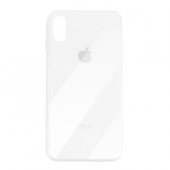 Чехол накладка iPhone Xs Max Glass Plastic Case Logo (white)