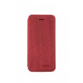 Чехол Книжка для iPhone 5/5S AiYa (бордовый) (дерево)