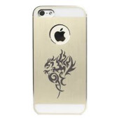 Чехол Накладка для iPhone  5/5S IBacks Dragon (Серебристый) (Метал)