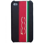 Чехол Накладка для iPhone 5/5S FIAT 500 (Черный) (Кожа)