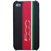 Чехол Накладка для iPhone 5/5S FIAT 500 (Черный) (Кожа)