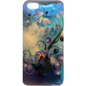 Чехол Накладка для iPhone 5/5S LAVAS SWAROVSKI Flowers R(Голубой) (пластик)