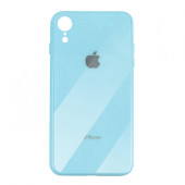 Чехол накладка iPhone Xr  Glass Plastic Case Logo (blue)