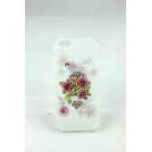 Чехол Накладка для iPhone 5/5S CONNEX SWAROVSKI Butterfly And Flowers (белый) (пластик)