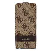Чехол Флип для iPhone 5/5S GUESS (коричневый) (прессованая кожа)