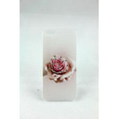 Чехол Накладка для iPhone 5/5S CONNEX SWAROVSKI Rose in Han (белый) (пластик)