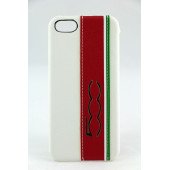 Чехол Накладка для iPhone 5/5S FIAT 500 (Белый) (Кожа)