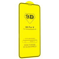 Захисні скла iPhone X Protective Glass 9D Yellow (black) KIVI