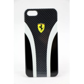 Чехол Накладка для iPhone 5/5S FERRARI Scuderia Carbon (черный) (пластик)