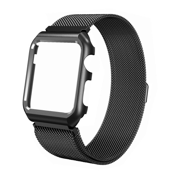 Ремешок-браслет для Apple Watch 42mm Milanese Loop Band + Metal Case (Black) - фото Ремешок-браслет для Apple Watch 42mm Milanese Loop Band + Metal Case (Black)