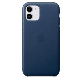 Чехол Накладка для iPhone 11 Apple Leather Case (Midnight Blue)