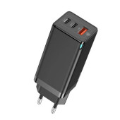 Сетевое зарядное устройство Baseus GaN Quick Travel Charger C+C+A 65W EU Black